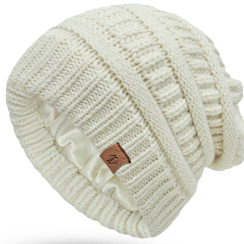 Black Friday! Beanie New Women's Slouchy Thick Satin Lined Cap…